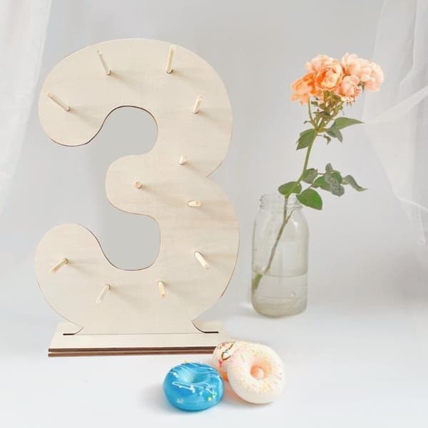 Nummer 0-9 Tre Donut Display Stativ Holder Brett Bord Dessert 9