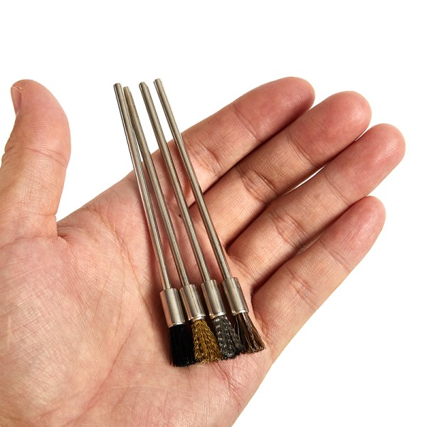 Pen Stålbørste 100 mm langskaft rengjøringsbørster Roterende verktøy Ru Steel wire