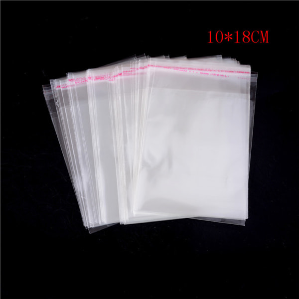 100 stk/pose OPP Clear Seal Selvklebende plastsmykker Hjem Pa 10*18CM