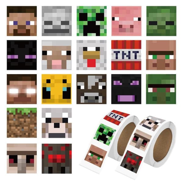 500 stk/rull MineCraftion-klistremerker Pixels-spilldekaler for telefon A2