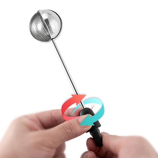 Bærbar 304 rustfrit stål roterende te-infuser og kaffegrumsfilter C