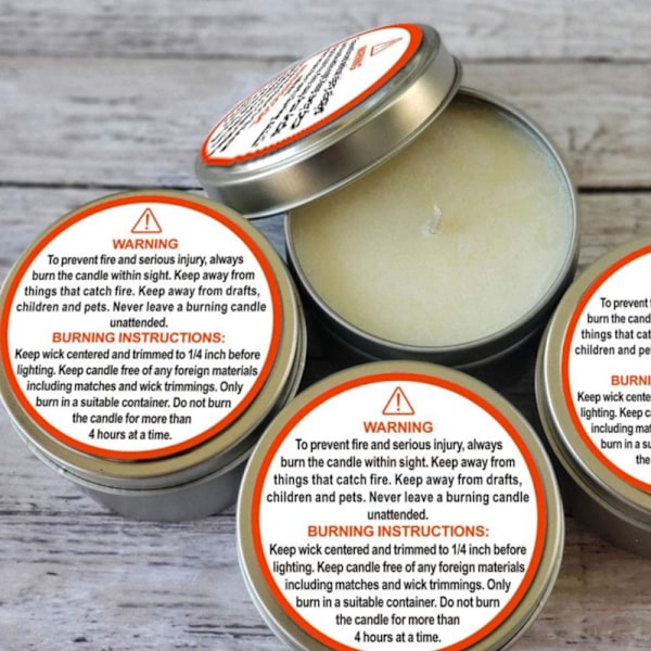1,5 tuuman 500 kpl/rulla vedenpitävä kynttilän varoitustarra Candle Con A2