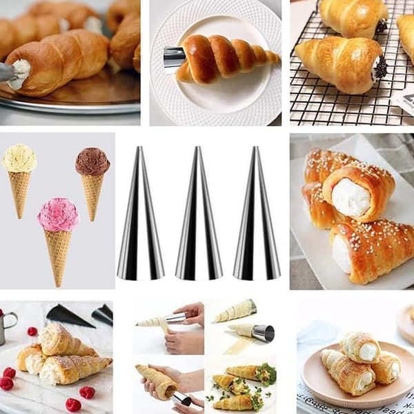 1 sett Cannoli-formrør i rustfritt stål Kremrullform Diagona A3