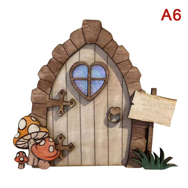 Mini Hemdekorationer Trä Fairy Elf Door Fairy Tale Gate Doo A6