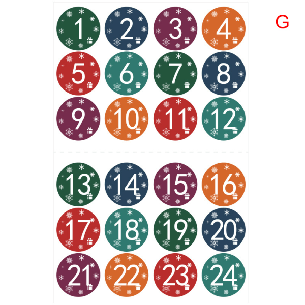 Adventskalender 1-24 Nummerforseglingsklistremerke DIY Gaveeske Godteri G