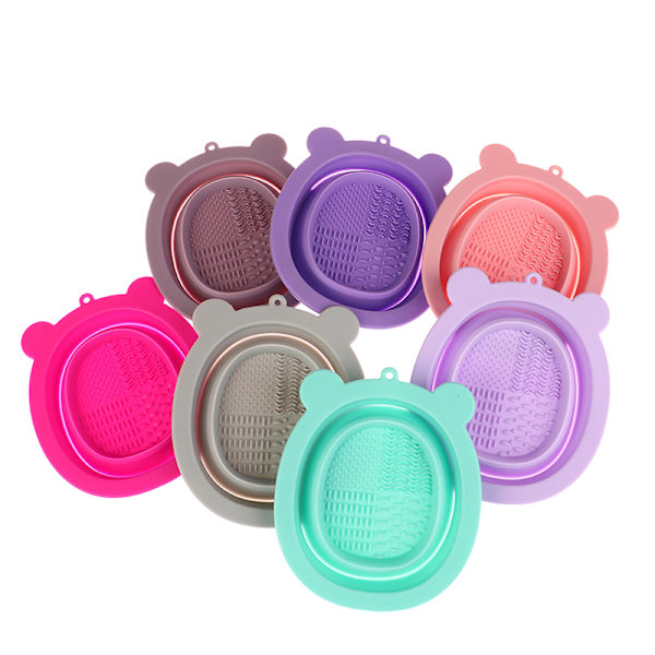 Makeup Brush Cleaner Scrubber Pads Tvätt silikonmatta DIY Mas Pink