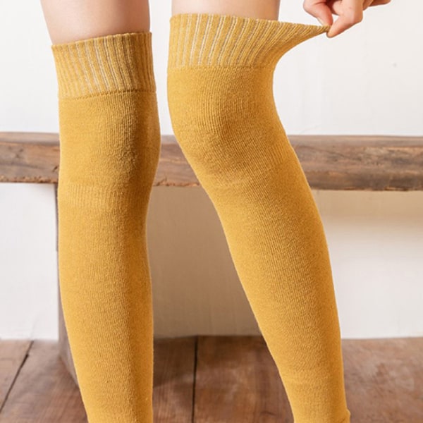 Kvinder solide benvarmere Varme knæhøje sokker Strikket fodbetræk Black