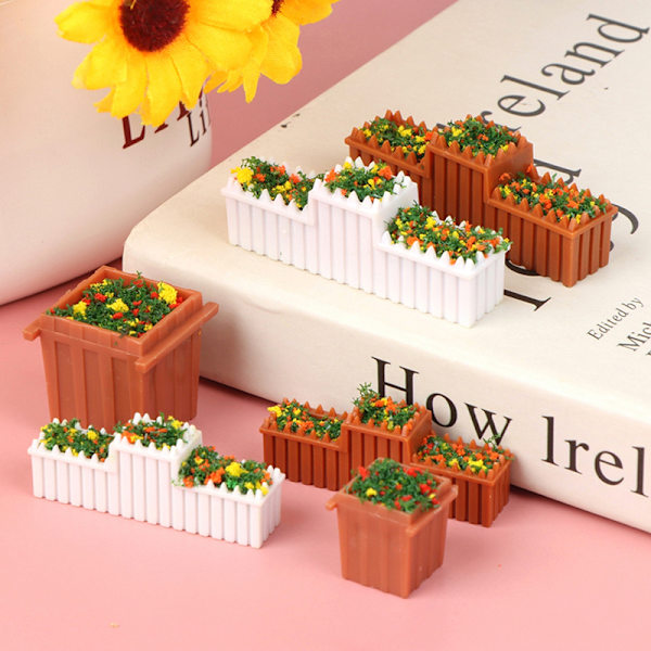 1:12 Dockhus Miniatyr Blommor Trädgård Blomsterbädd Blomkruka P 3#