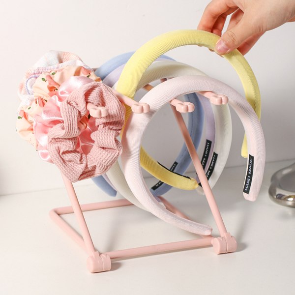 Foldbare plastsmykker display stativer Ring øreringe Hårbånd A Pink