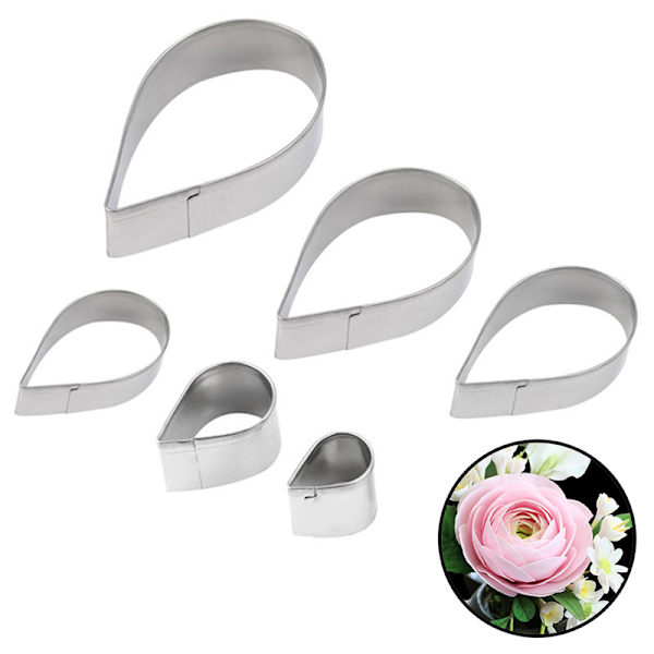6 STK/Sæt Rosenbladsform til kagedekoration Fondant Sugarcraft ters