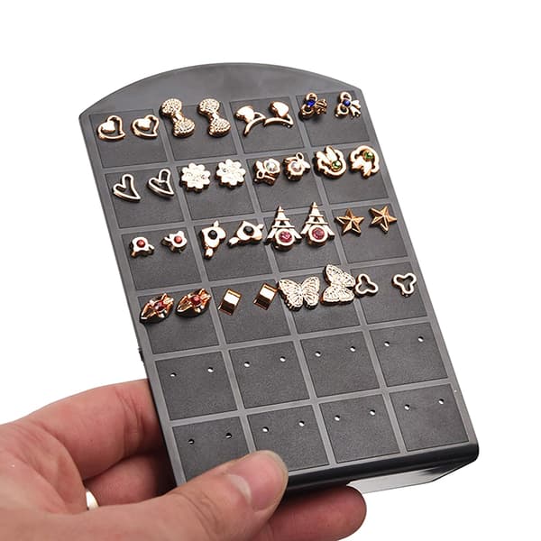 48/72 huller kreative smykker øreringe Studs Display Rack Black 13X8.8cm