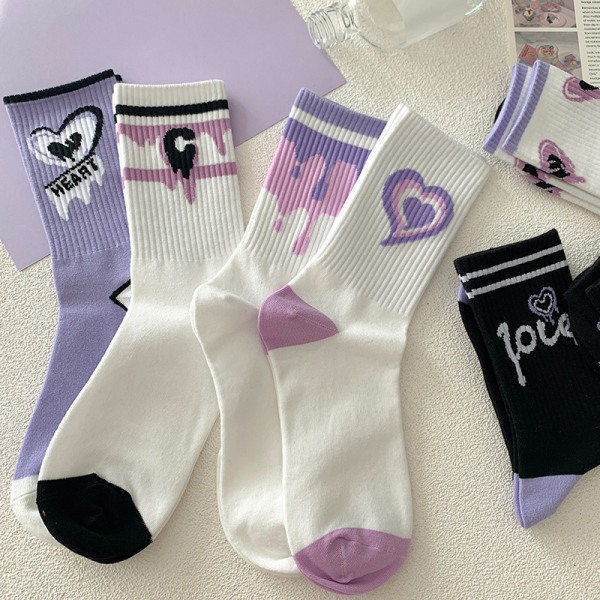 Purple Lovely Socks Lasten Naisten Lämpimät Puuvillasukat Medium A1
