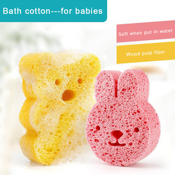 Natural Wood Pulp Sponge Animal Children's Baby Bath Sponge Scr Green
