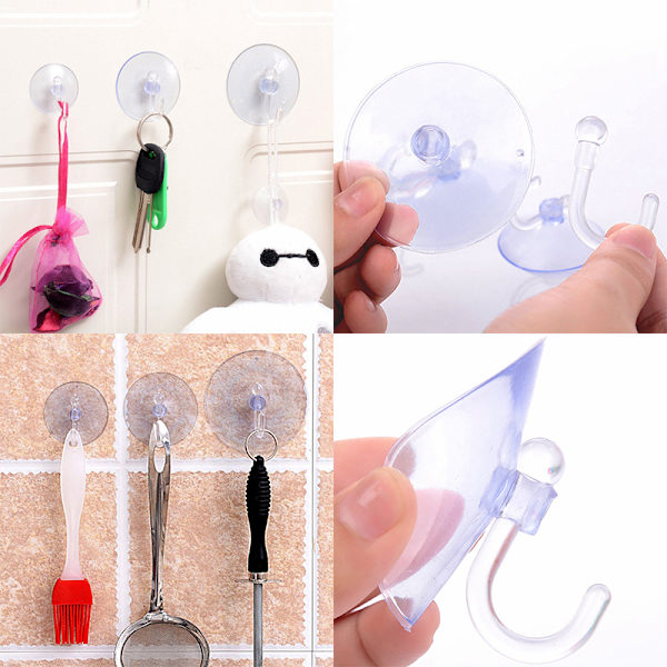 Transparent Väggkrokar Hängare Kök Badrum Sugkopp Sug 3.5cm