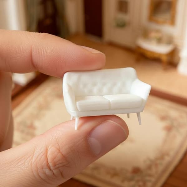 1 stk. 1/12 Mini Dobbelt Sofa Model Dukkehus Mini Stue Pels