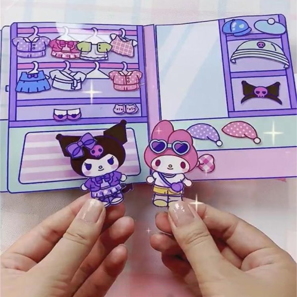 Gør-det-selv-frit legetøj stille bog Sanrio Doudou bog pædagogisk Kuromi A4