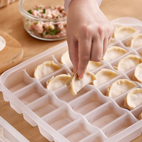 Transparenta förvaringslådor för dumplings med lock 30 grids