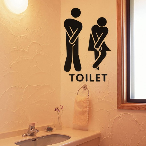 Morsomme toalettskilt veggklistremerker Baderomsdekorasjon DIY With letter