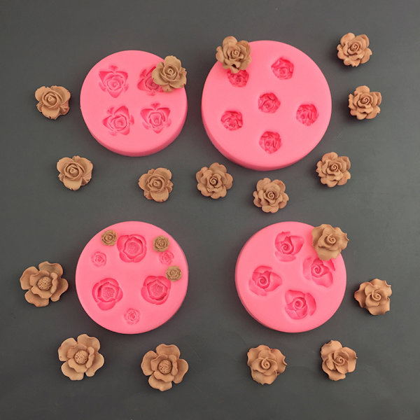 Mini 3D Rose Flower Form Form Bloom Rose Chocolate Fo D