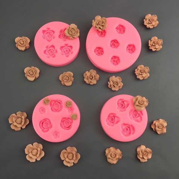 Mini 3D Rose Flower Shape Silikon Mold Bloom Rose Chocolate Fo A