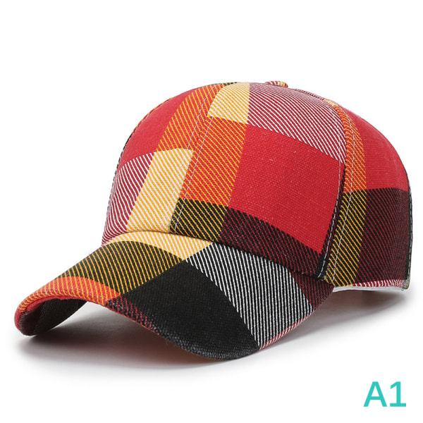 Ny Forår Sommer Kvinder Mænd Plaid Baseball Caps Udendørs Cool La Red