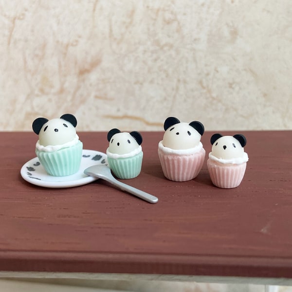 1:12 Dockhus Miniatyr Panda Cupcake Ornament Model Living S Purple-L