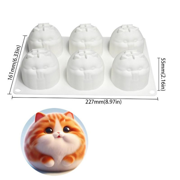 3D Dejlig Kat Budding Mousse Form DIY Dyr Mochi Dessert Cho B