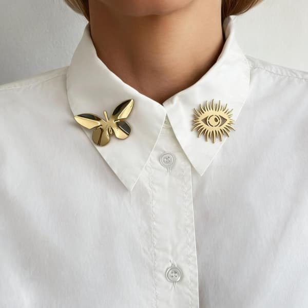 1 stk guldfarvet elegant broche til kvinder, hul sommerfugl ginkgo A2