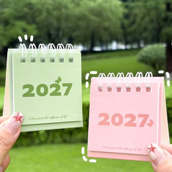 2027 Minimalistisk Stil Månedlig Skrivebordskalender Med Notatblok Til A2