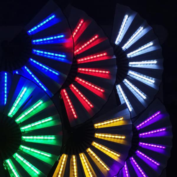Juhla-LED Fan Valaisin Stage Performance Show Light Up Fan Birt White