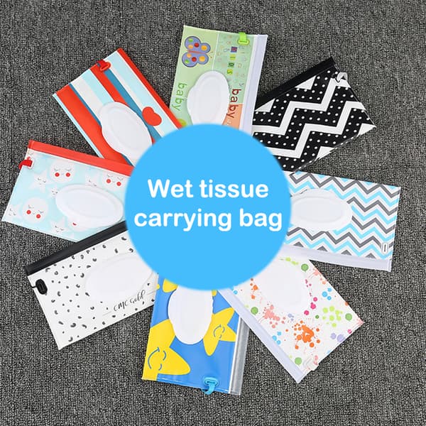 Bärbar baby våtservetter Väska Tissue Box Container Miljövänlig R E