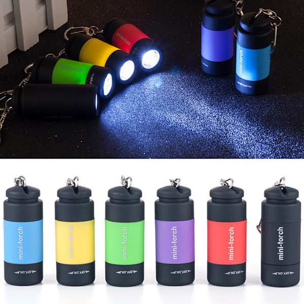 LED mini lommelygte bærbar USB genopladelig nøglering Flashli black