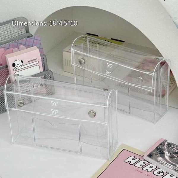 PVC Transparent Knapp Pennfodral Stor Kapacitet Vertikal Enkel