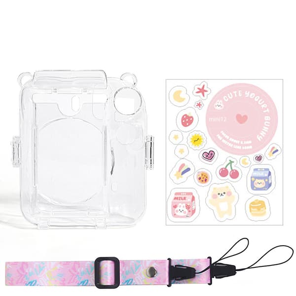 For Fujifilm Instax Mini 12 Transparent Camera Case Protective Pink