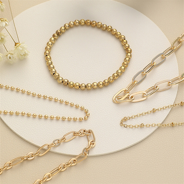 5 Styck Bohemian Gold Color Armband Set For Women Justerbar Bea