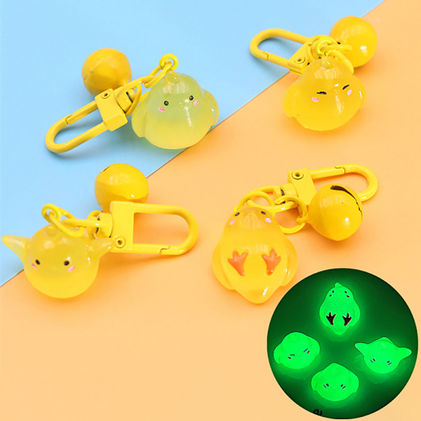 Luminous Peace Chicken Key Chain Cartoon Animal Pendant Keyring C