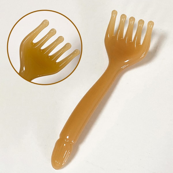 Resin Head Massager Scalp Gua Sha For Body Neck Leg Massage Fiv Brown