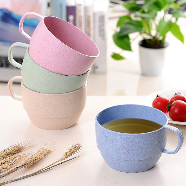 Nordic Style Plast Tekopp Kaffe Te Melk Drikkekopp Eco-frie Pink