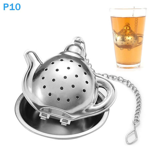 Tekanne i rustfritt stål, krydderte-sil, urtefilter Teapot