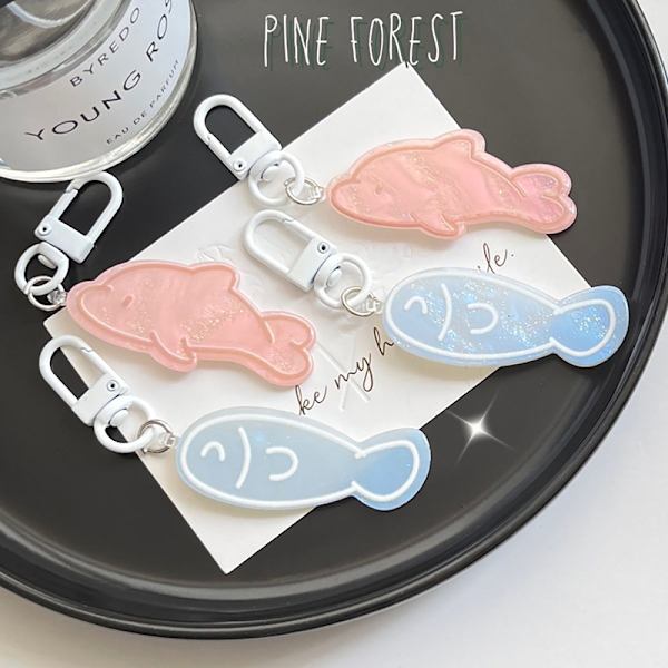 e Fish Dolphin Key Chain Animal Pendant Key Ring Ryggsäck Bil B Blue