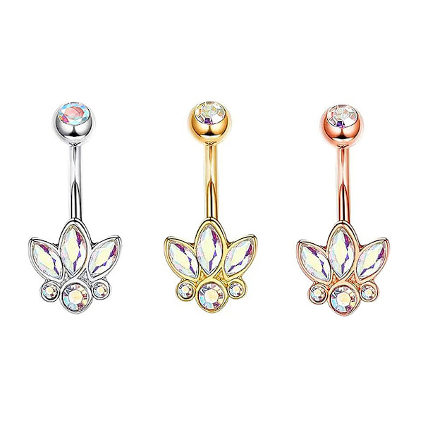 Rosa sirkon navle ringer i rustfritt stål Sexy Dangle Nave A17