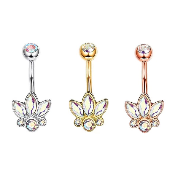 Rosa sirkon navle ringer i rustfritt stål Sexy Dangle Nave A5