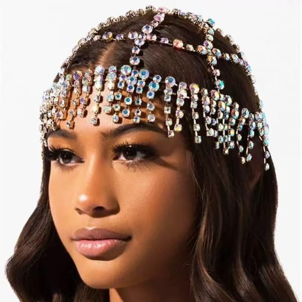 1 stk. hul netting dusk lue hodeplagg bohemsk rhinestone hode A2