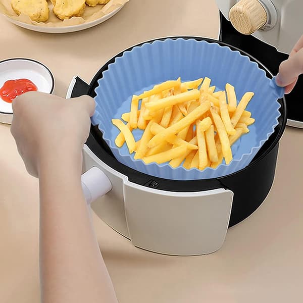 Air Fryer Silikonkruka Säker Ugnskorg Foder Non-Stick Bakning Pink