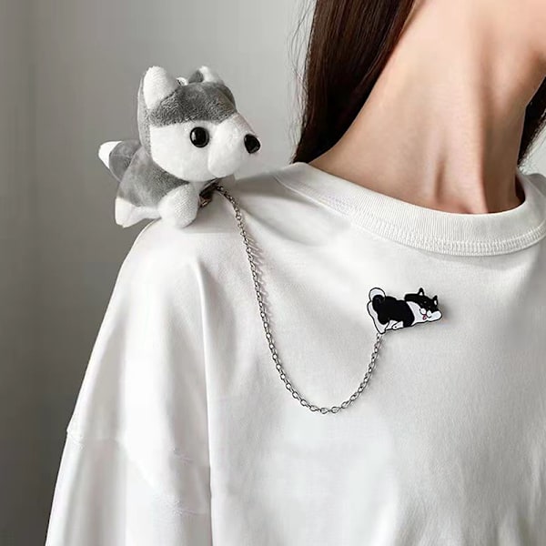 Husky Pehmo Doll Rintaneula Sarjakuva Eläin Rintaneulat Rintanappi rintaneula 1