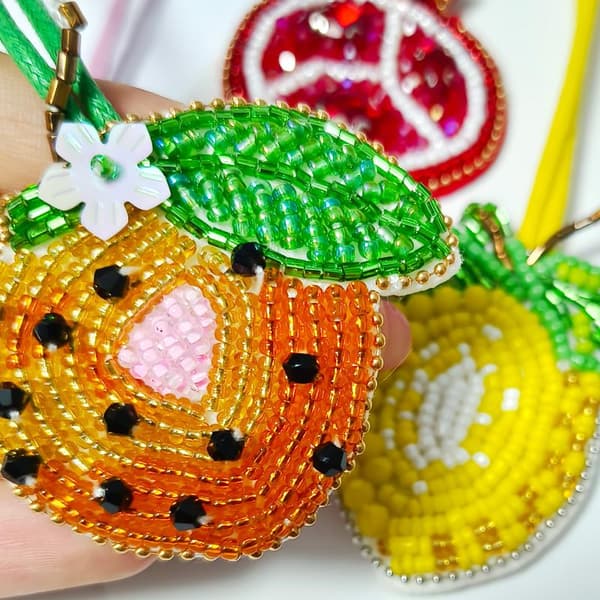 Reb Badge Perle Kvast Stjerne Citron Appelsin Blomst Hjerte Patch Paillet A2