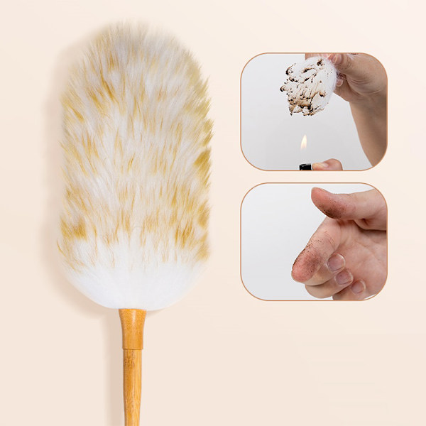 Husholdningsuld Lammeuld Fjerbørste Duster Dust Cleaning Woo L