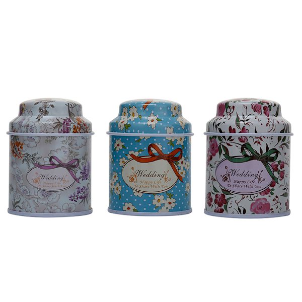 Blomsterdesign Metall Sukker Kaffe Te Tin Jar Container Candy Se