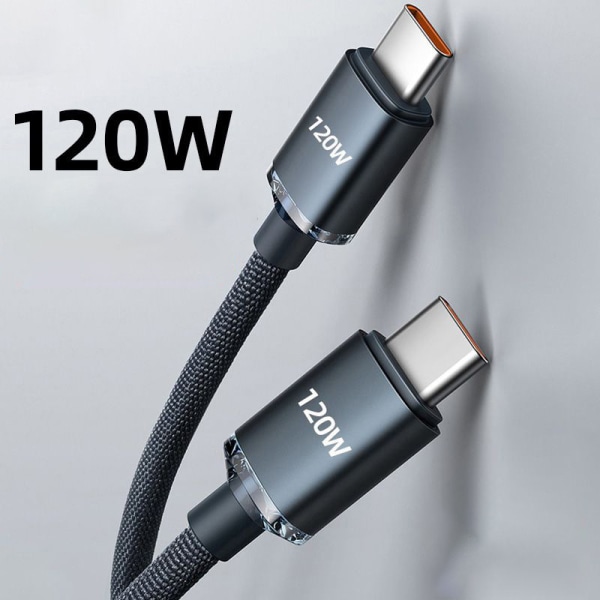 120W USB C til Type C-kabel til IPhone 15 Pro Max 13 Oneplus PO Black-25cm