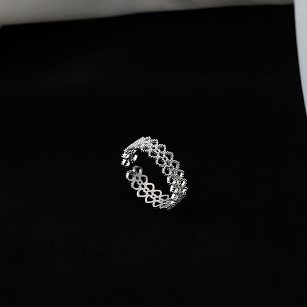 Lace Ring kvindeligt design Sense smykker hul hjerteformet ring